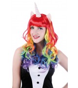 Pride - Rainbow Unicorn Parykk med Horn og Ører