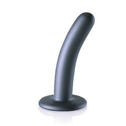 OUCH! - Smooth Silicone - Enkel dildo med sugekopp - Gun Metall