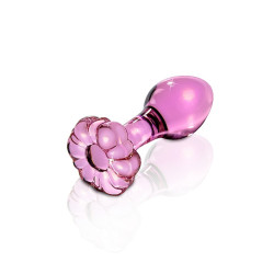 ICICLES No.48 - Rosa Buttplug av Glass med Blomst
