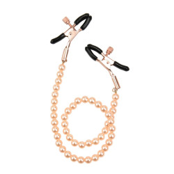 BQS - Enkle justerbare brystklyper med perler - Rosegull