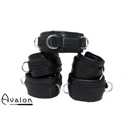 Avalon - LUST - Collar og Cuffs, 5 deler, Sort