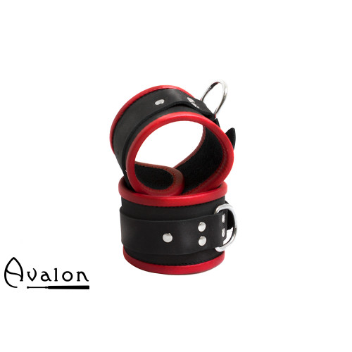Avalon - STARK - Enkle Håndcuffs i Sort og Rødt Lær