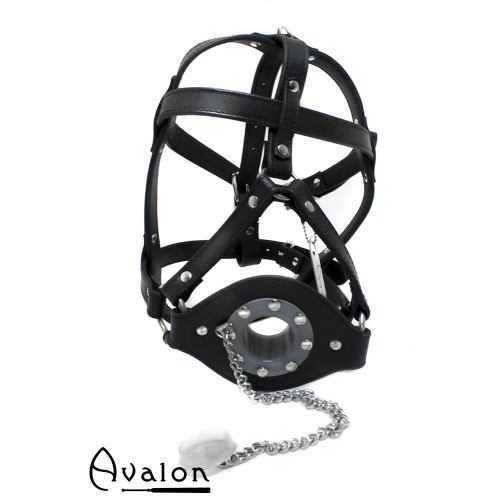 Avalon - PUBLIC - Hodeharness i Lær med Gag og Topp Avalon - PUBLIC - Hodeharness i Lær med Gag og Topp