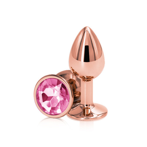 BQS - Rosegull Buttplugg med rosa krystall - Medium